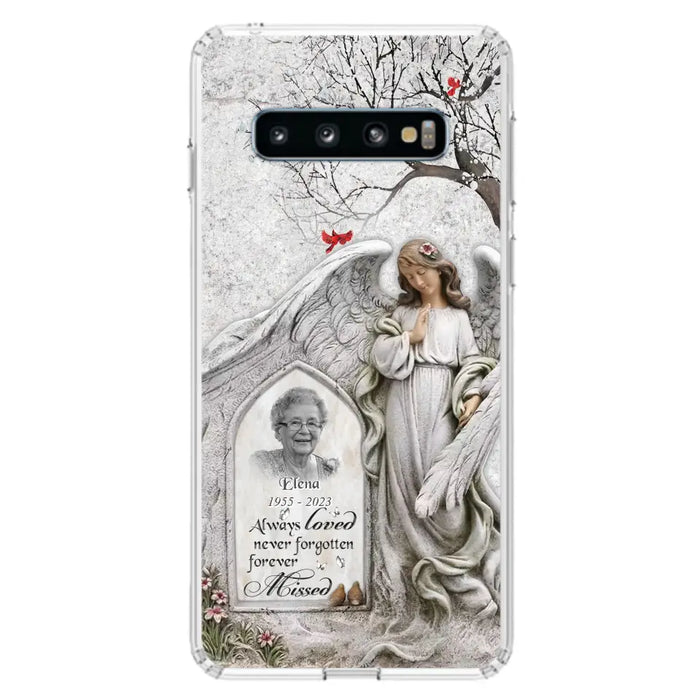 Custom Personalized Angel Memorial Phone Case - Upload Photo - Memorial Gift Idea For Family Member - Always Loved Never Forgotten Forever Missed - Case For iPhone/Samsung