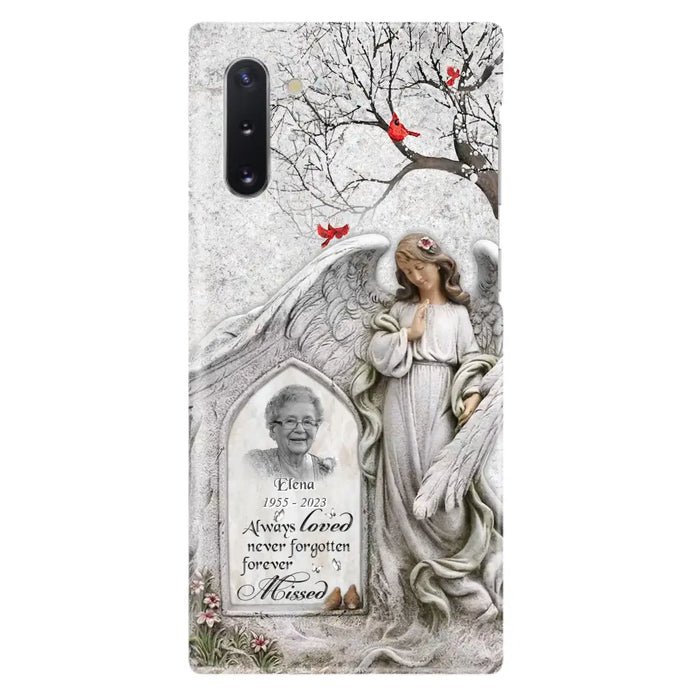 Custom Personalized Angel Memorial Phone Case - Upload Photo - Memorial Gift Idea For Family Member - Always Loved Never Forgotten Forever Missed - Case For iPhone/Samsung