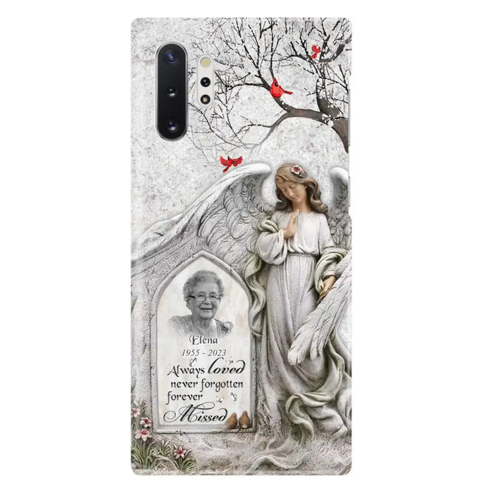 Custom Personalized Angel Memorial Phone Case - Upload Photo - Memorial Gift Idea For Family Member - Always Loved Never Forgotten Forever Missed - Case For iPhone/Samsung