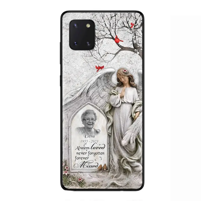 Custom Personalized Angel Memorial Phone Case - Upload Photo - Memorial Gift Idea For Family Member - Always Loved Never Forgotten Forever Missed - Case For iPhone/Samsung