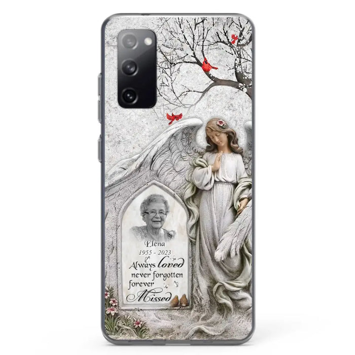 Custom Personalized Angel Memorial Phone Case - Upload Photo - Memorial Gift Idea For Family Member - Always Loved Never Forgotten Forever Missed - Case For iPhone/Samsung