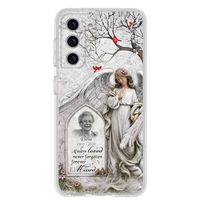 Custom Personalized Angel Memorial Phone Case - Upload Photo - Memorial Gift Idea For Family Member - Always Loved Never Forgotten Forever Missed - Case For iPhone/Samsung