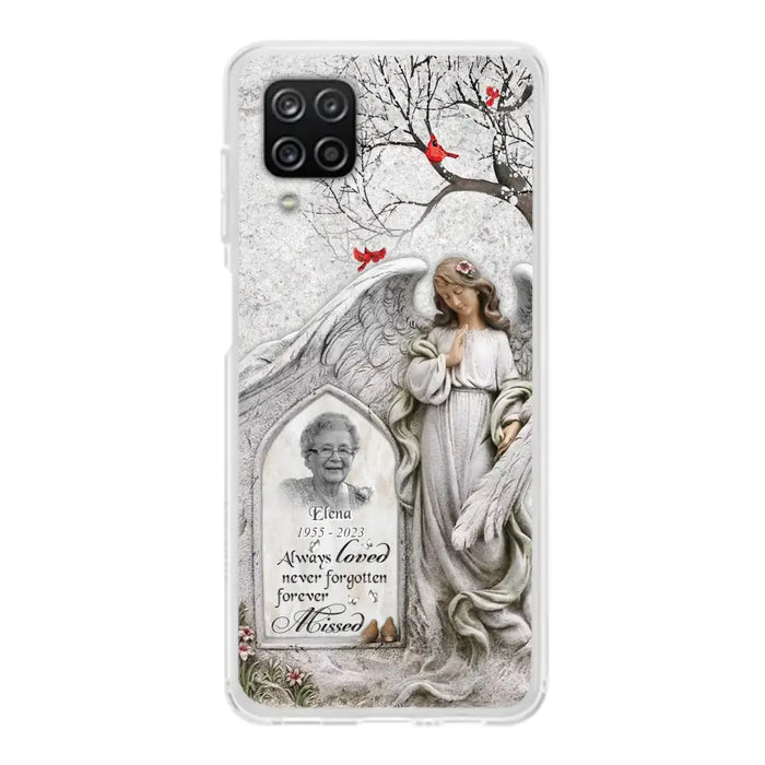 Custom Personalized Angel Memorial Phone Case - Upload Photo - Memorial Gift Idea For Family Member - Always Loved Never Forgotten Forever Missed - Case For iPhone/Samsung