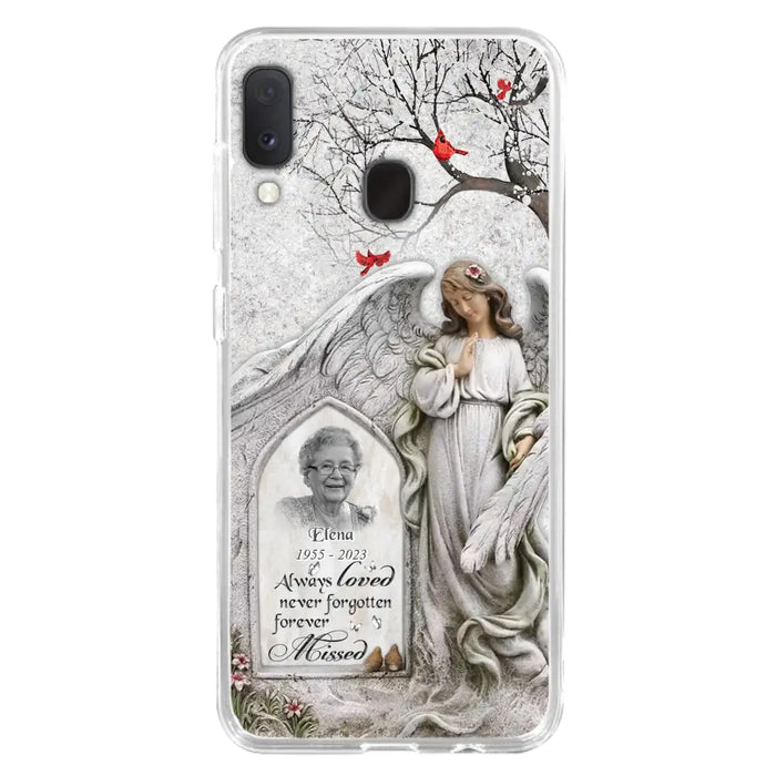 Custom Personalized Angel Memorial Phone Case - Upload Photo - Memorial Gift Idea For Family Member - Always Loved Never Forgotten Forever Missed - Case For iPhone/Samsung