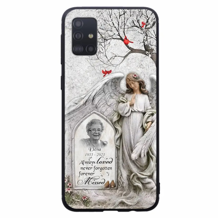 Custom Personalized Angel Memorial Phone Case - Upload Photo - Memorial Gift Idea For Family Member - Always Loved Never Forgotten Forever Missed - Case For iPhone/Samsung