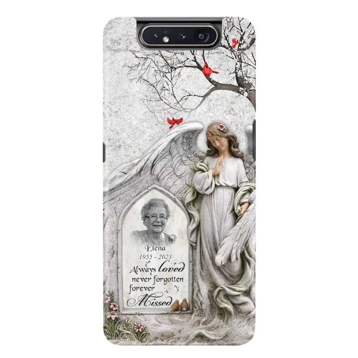 Custom Personalized Angel Memorial Phone Case - Upload Photo - Memorial Gift Idea For Family Member - Always Loved Never Forgotten Forever Missed - Case For iPhone/Samsung