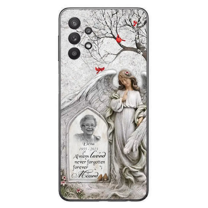 Custom Personalized Angel Memorial Phone Case - Upload Photo - Memorial Gift Idea For Family Member - Always Loved Never Forgotten Forever Missed - Case For iPhone/Samsung