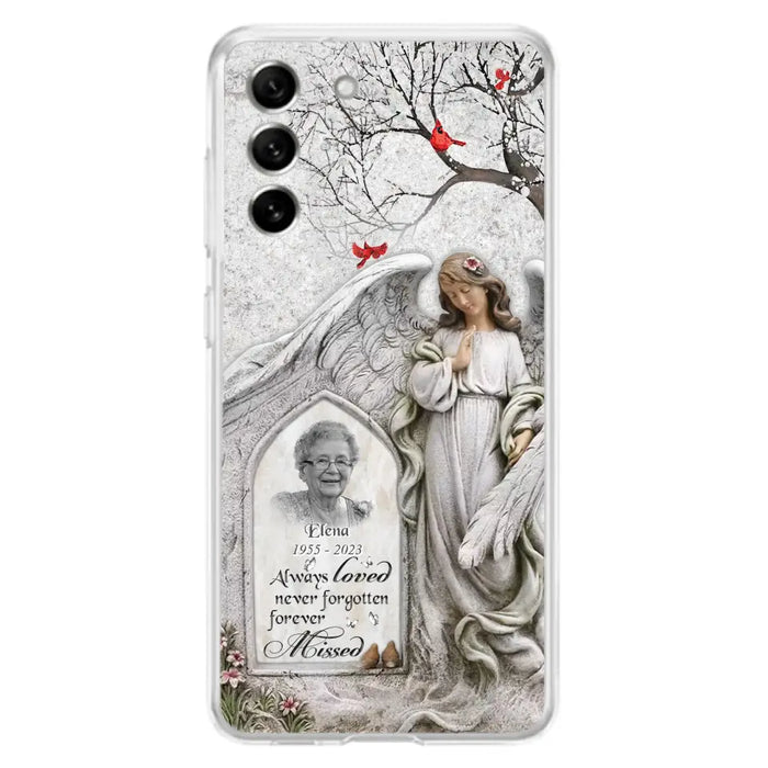 Custom Personalized Angel Memorial Phone Case - Upload Photo - Memorial Gift Idea For Family Member - Always Loved Never Forgotten Forever Missed - Case For iPhone/Samsung