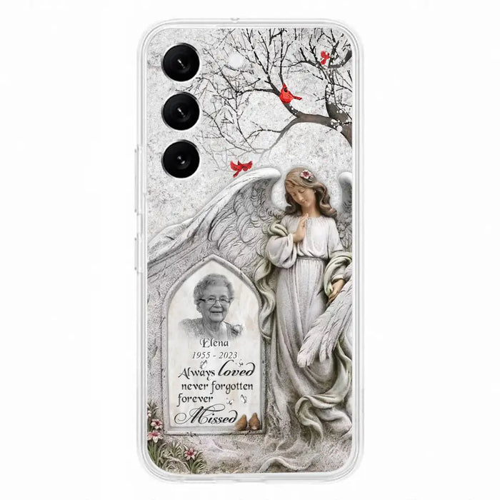 Custom Personalized Angel Memorial Phone Case - Upload Photo - Memorial Gift Idea For Family Member - Always Loved Never Forgotten Forever Missed - Case For iPhone/Samsung