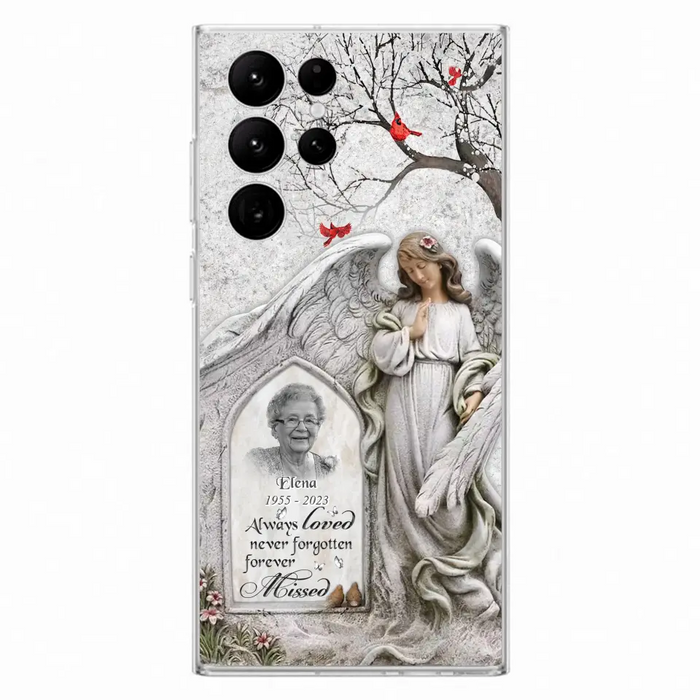 Custom Personalized Angel Memorial Phone Case - Upload Photo - Memorial Gift Idea For Family Member - Always Loved Never Forgotten Forever Missed - Case For iPhone/Samsung