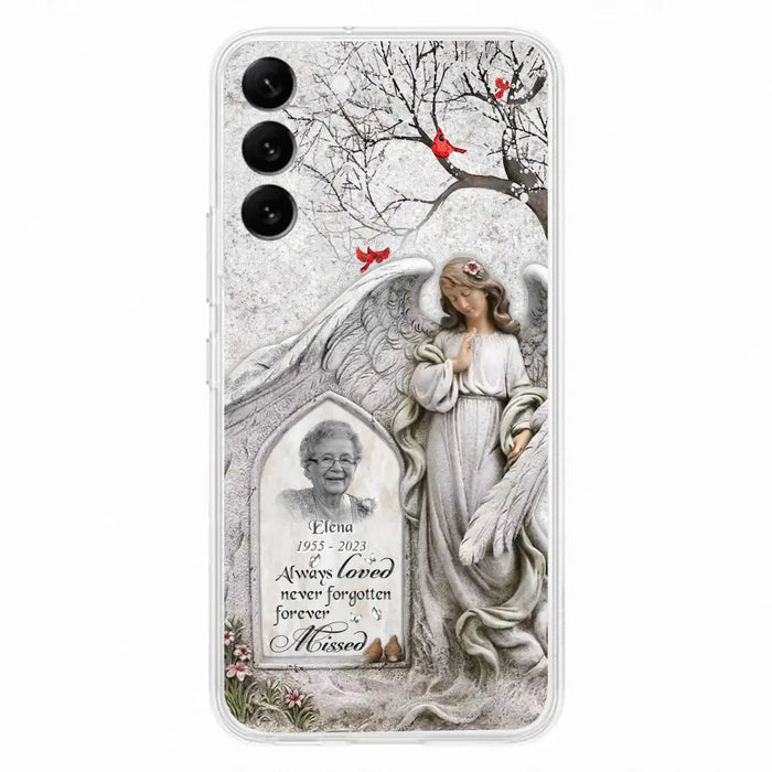 Custom Personalized Angel Memorial Phone Case - Upload Photo - Memorial Gift Idea For Family Member - Always Loved Never Forgotten Forever Missed - Case For iPhone/Samsung