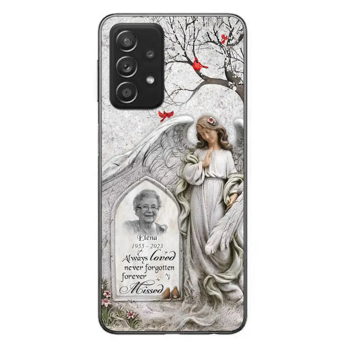 Custom Personalized Angel Memorial Phone Case - Upload Photo - Memorial Gift Idea For Family Member - Always Loved Never Forgotten Forever Missed - Case For iPhone/Samsung