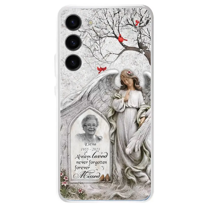 Custom Personalized Angel Memorial Phone Case - Upload Photo - Memorial Gift Idea For Family Member - Always Loved Never Forgotten Forever Missed - Case For iPhone/Samsung