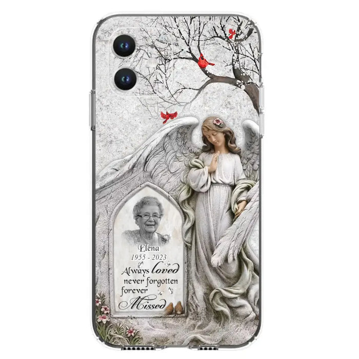 Custom Personalized Angel Memorial Phone Case - Upload Photo - Memorial Gift Idea For Family Member - Always Loved Never Forgotten Forever Missed - Case For iPhone/Samsung