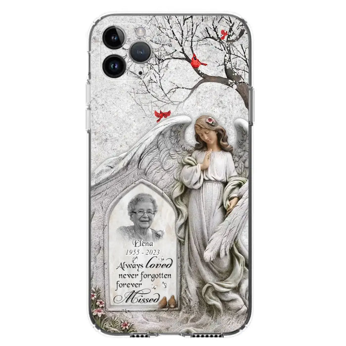 Custom Personalized Angel Memorial Phone Case - Upload Photo - Memorial Gift Idea For Family Member - Always Loved Never Forgotten Forever Missed - Case For iPhone/Samsung