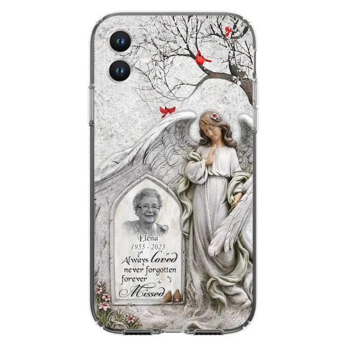 Custom Personalized Angel Memorial Phone Case - Upload Photo - Memorial Gift Idea For Family Member - Always Loved Never Forgotten Forever Missed - Case For iPhone/Samsung