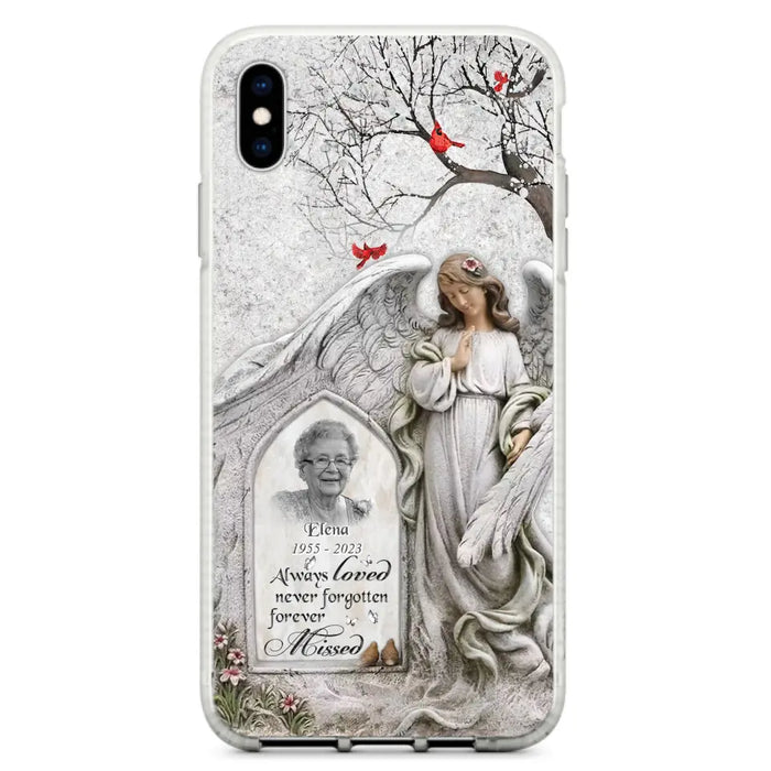 Custom Personalized Angel Memorial Phone Case - Upload Photo - Memorial Gift Idea For Family Member - Always Loved Never Forgotten Forever Missed - Case For iPhone/Samsung