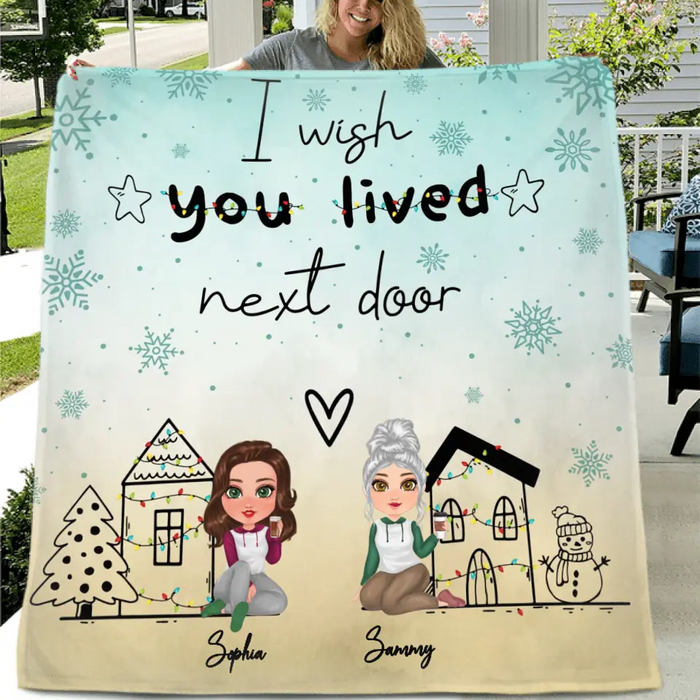 Custom Personalized Friends Quilt/Fleece Throw Blanket - Gift Idea For Friends - Upto 5 Girls - I Wished You Lived Next Door