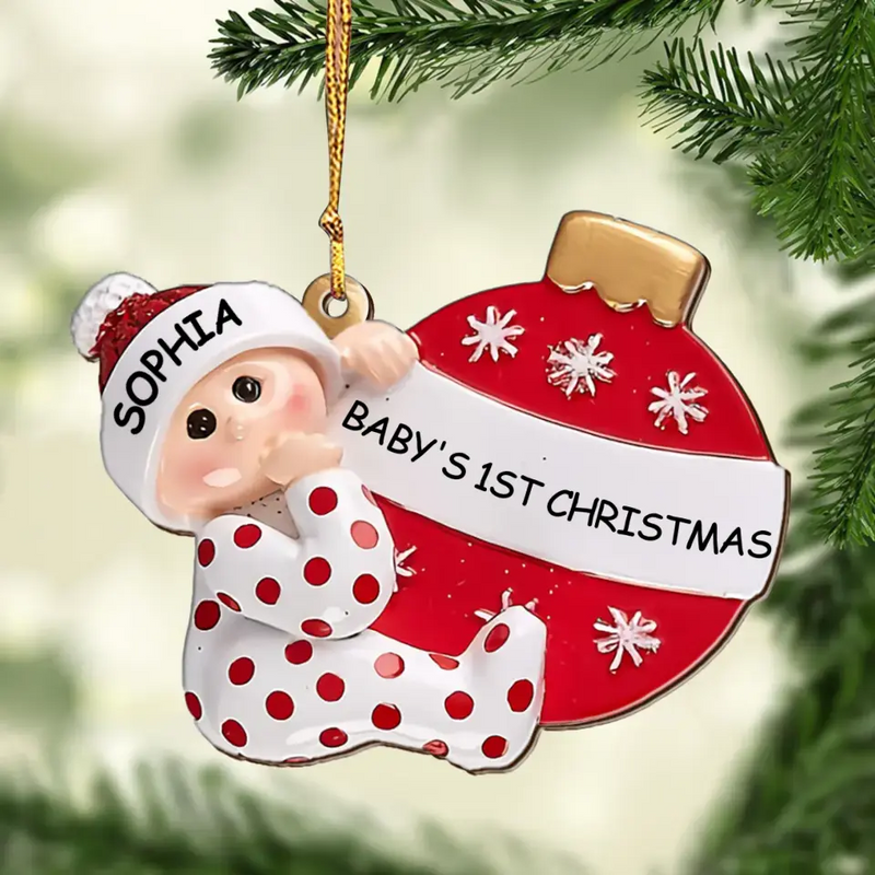 Personalized Baby Acrylic Ornament - Christmas Gift Idea for Baby