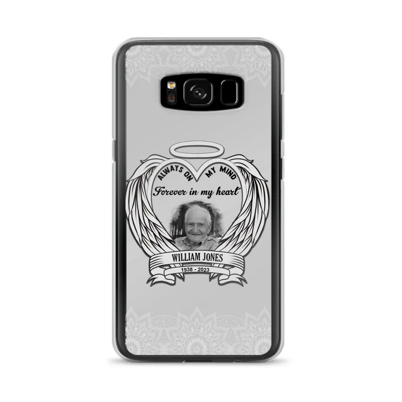 Personalized Memorial Phone Case - Upload Photo - Memorial Gift Idea For Family Member - Always On My Mind Forever in My Heart - Case For iPhone/Samsung