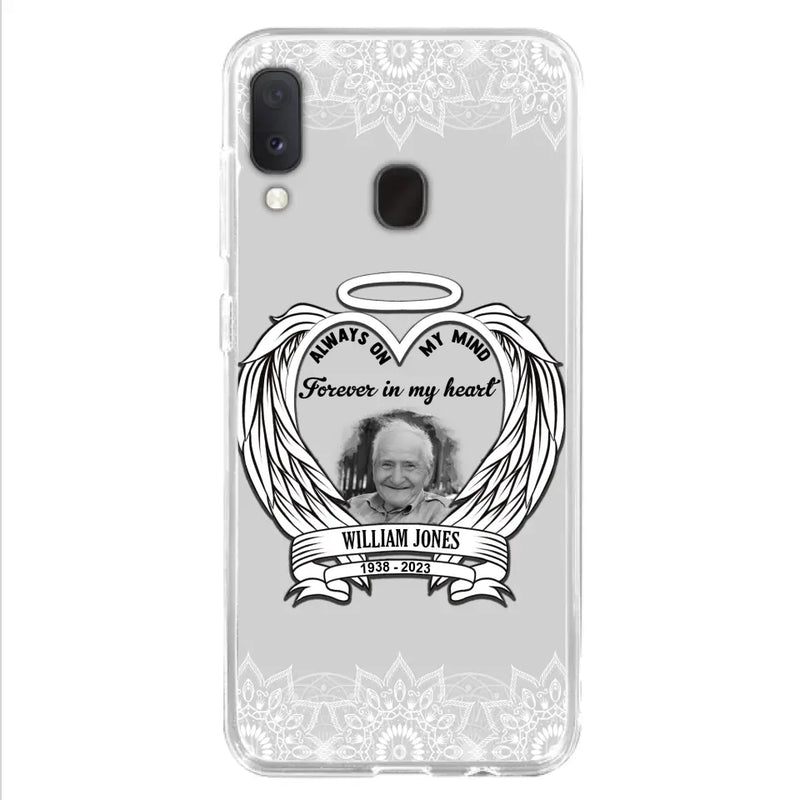 Personalized Memorial Phone Case - Upload Photo - Memorial Gift Idea For Family Member - Always On My Mind Forever in My Heart - Case For iPhone/Samsung