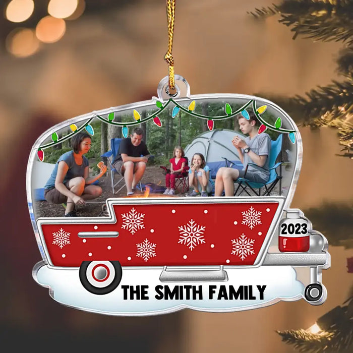 Custom Personalized Camping Acrylic Ornament - Upload Photo - Christmas Gift Idea For Family/ Camping Lovers