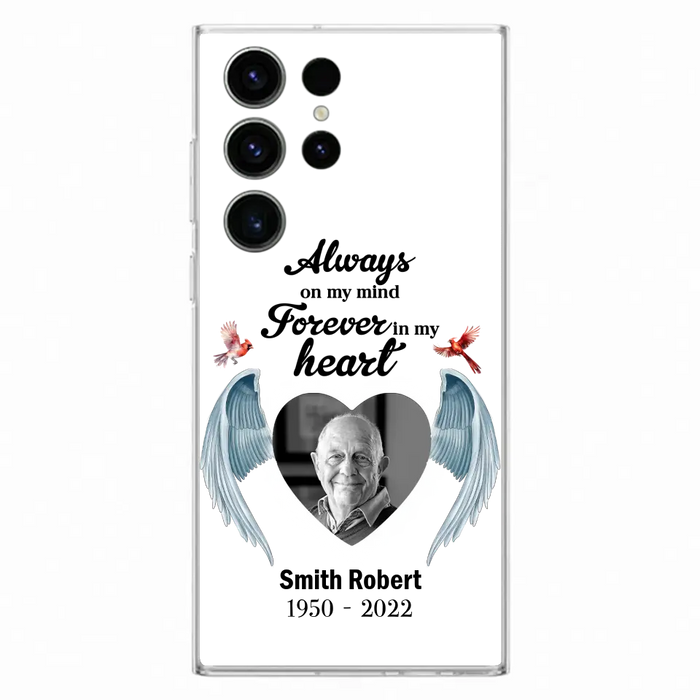 Custom Personalized Memorial Photo Phone Case - Gift Idea For Family - Upload Photo - Always On My Mind Forever In My Heart - Case For iPhone/Samsung