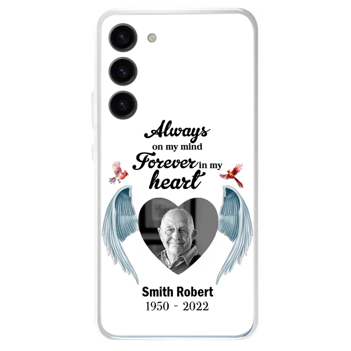 Custom Personalized Memorial Photo Phone Case - Gift Idea For Family - Upload Photo - Always On My Mind Forever In My Heart - Case For iPhone/Samsung