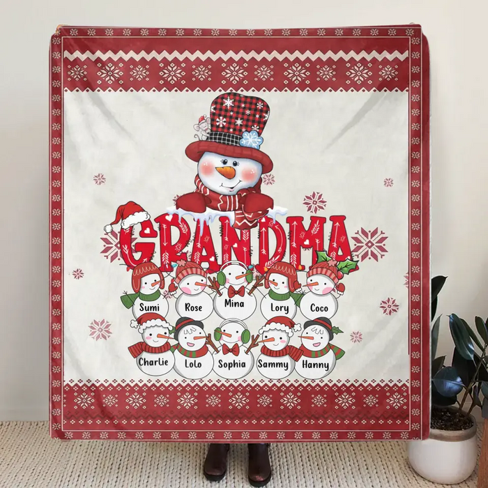 Custom Personalized Grandma Single Layer Fleece/Quilt Blanket - Upto 10 Grandkids - Christmas Gift Idea for Grandma - Grandma