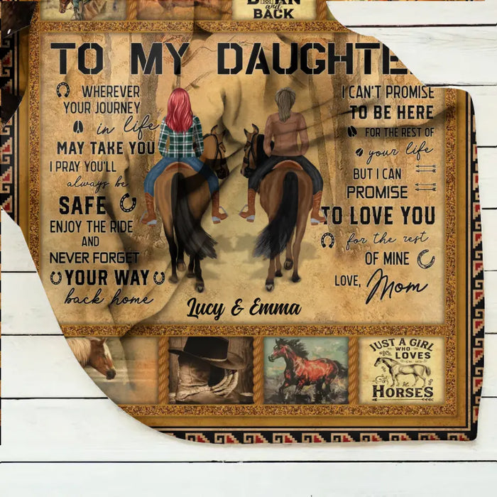 Custom Personalized To My Daughter Horse Quilt/Single Layer Fleece Blanket - Gift Idea For Daughter/Horse Lovers - Never Forget Your Way Back Home