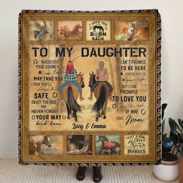 Custom Personalized To My Daughter Horse Quilt/Single Layer Fleece Blanket - Gift Idea For Daughter/Horse Lovers - Never Forget Your Way Back Home