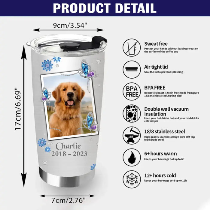 Personalized Dog Memorial Tumbler - Upload Photo - Remembrance Gift for Dog Loss