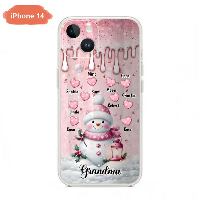 Custom Personalized Snowman Grandma Phone Case - Christmas Gift Idea For Grandma - Up to 10 Kids - Case For iPhone/Samsung - Grandma