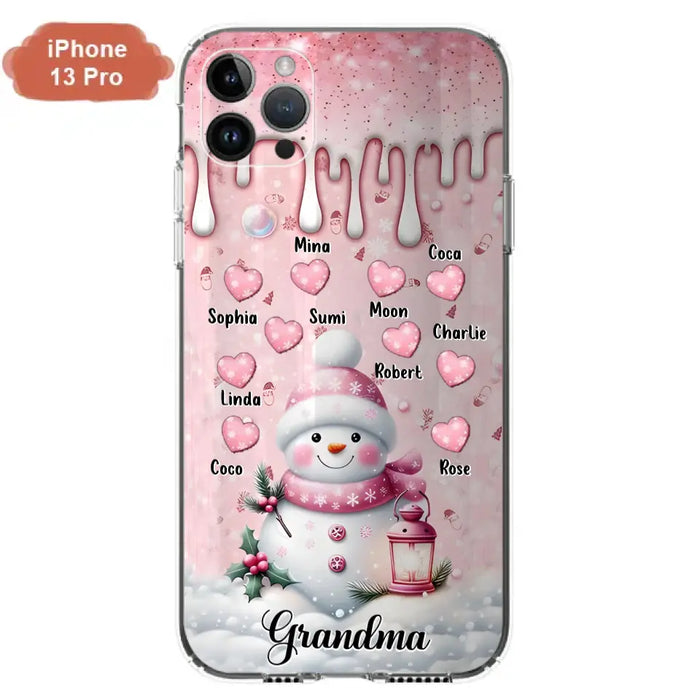 Custom Personalized Snowman Grandma Phone Case - Christmas Gift Idea For Grandma - Up to 10 Kids - Case For iPhone/Samsung - Grandma