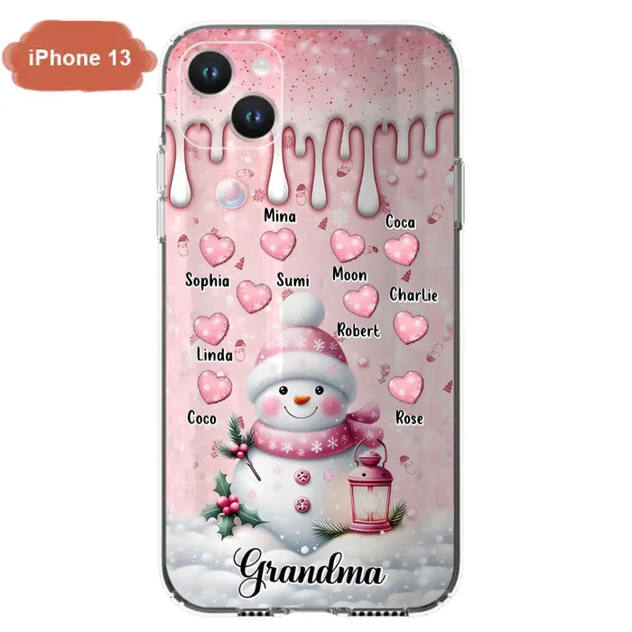 Custom Personalized Snowman Grandma Phone Case - Christmas Gift Idea For Grandma - Up to 10 Kids - Case For iPhone/Samsung - Grandma