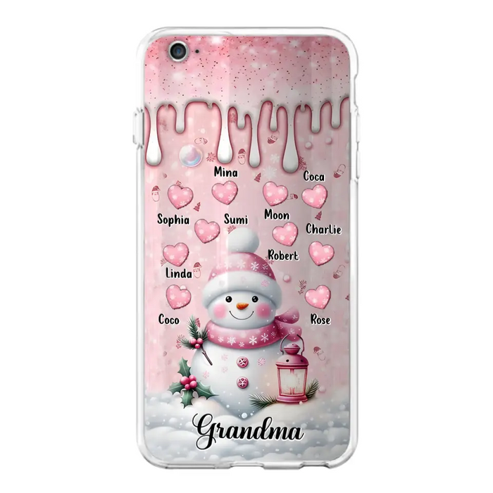 Custom Personalized Snowman Grandma Phone Case - Christmas Gift Idea For Grandma - Up to 10 Kids - Case For iPhone/Samsung - Grandma