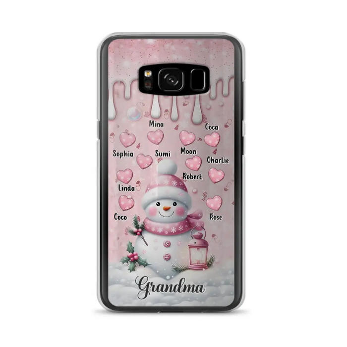 Custom Personalized Snowman Grandma Phone Case - Christmas Gift Idea For Grandma - Up to 10 Kids - Case For iPhone/Samsung - Grandma