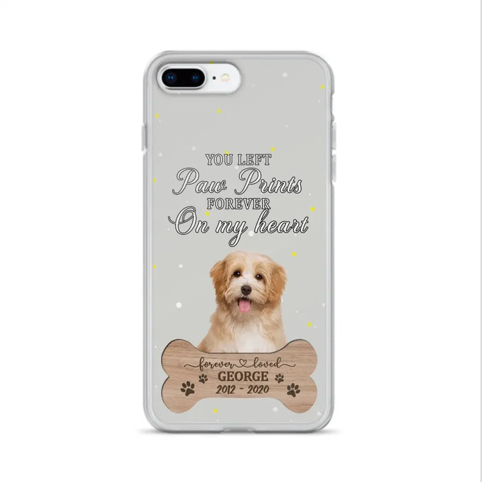 Custom Personalized Memorial Phone Case - Upload Photo - Memorial Gift Idea For Pet Lover - You Left Paw Prints Forever On My Heart