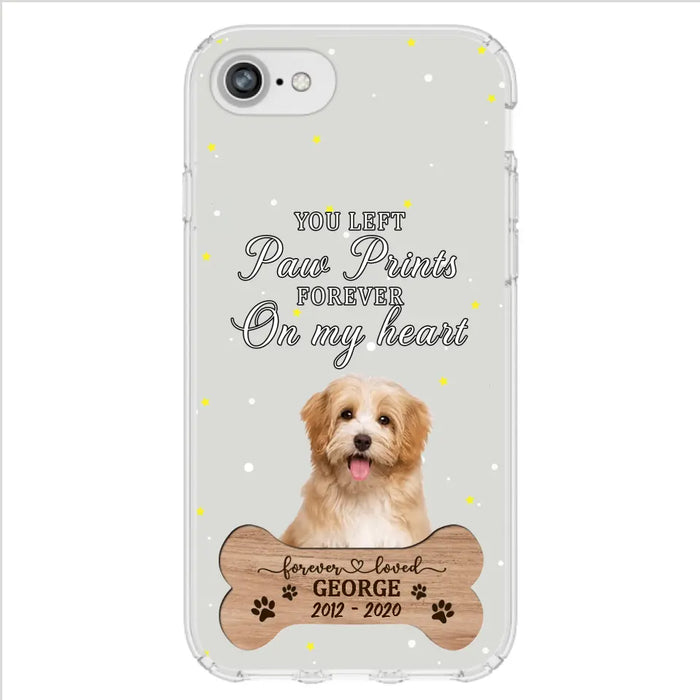 Custom Personalized Memorial Phone Case - Upload Photo - Memorial Gift Idea For Pet Lover - You Left Paw Prints Forever On My Heart