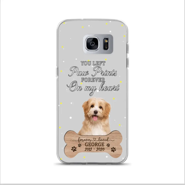 Custom Personalized Memorial Phone Case - Upload Photo - Memorial Gift Idea For Pet Lover - You Left Paw Prints Forever On My Heart