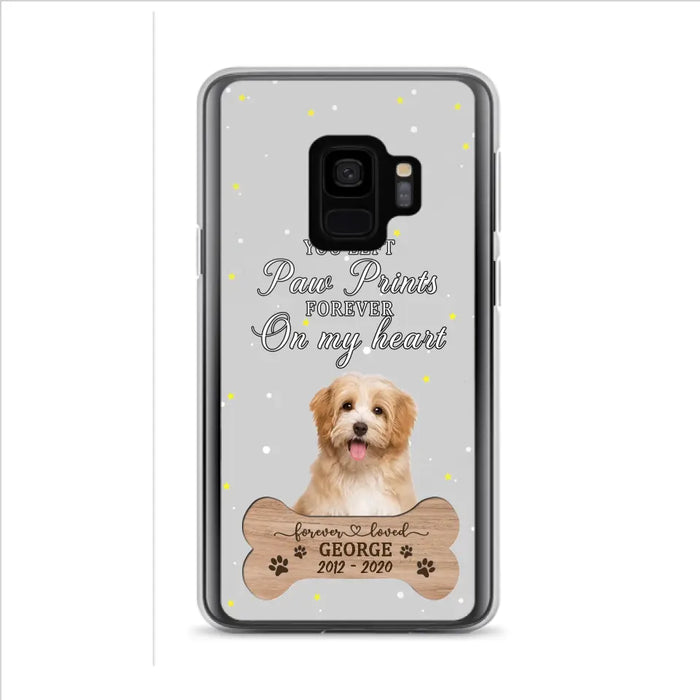 Custom Personalized Memorial Phone Case - Upload Photo - Memorial Gift Idea For Pet Lover - You Left Paw Prints Forever On My Heart