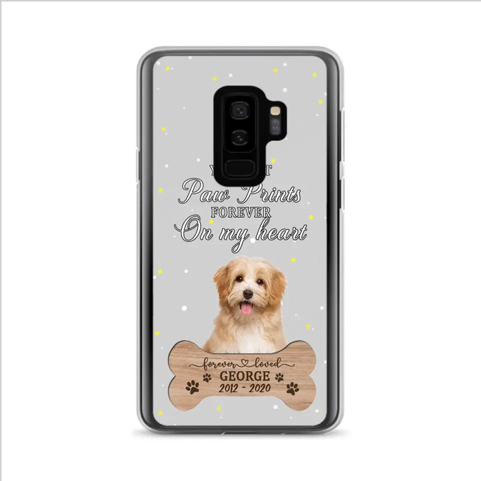 Custom Personalized Memorial Phone Case - Upload Photo - Memorial Gift Idea For Pet Lover - You Left Paw Prints Forever On My Heart