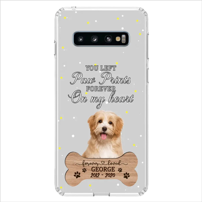 Custom Personalized Memorial Phone Case - Upload Photo - Memorial Gift Idea For Pet Lover - You Left Paw Prints Forever On My Heart