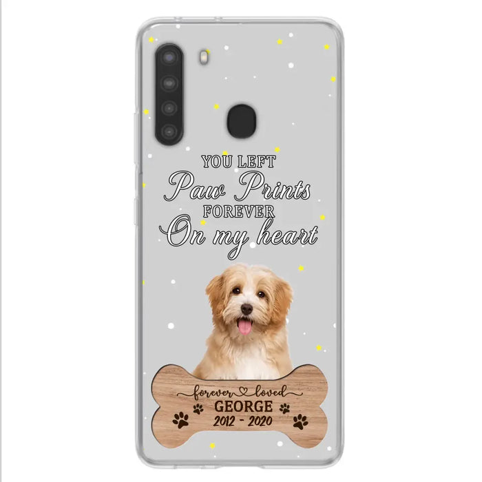 Custom Personalized Memorial Phone Case - Upload Photo - Memorial Gift Idea For Pet Lover - You Left Paw Prints Forever On My Heart