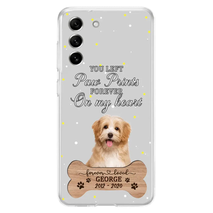 Custom Personalized Memorial Phone Case - Upload Photo - Memorial Gift Idea For Pet Lover - You Left Paw Prints Forever On My Heart