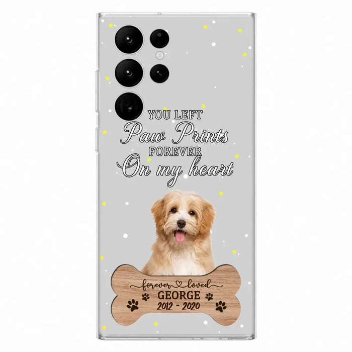 Custom Personalized Memorial Phone Case - Upload Photo - Memorial Gift Idea For Pet Lover - You Left Paw Prints Forever On My Heart