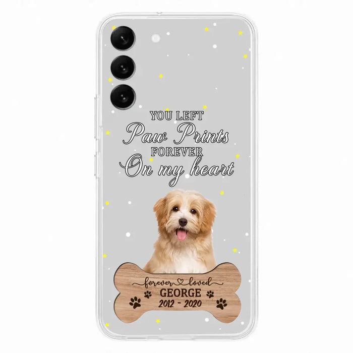 Custom Personalized Memorial Phone Case - Upload Photo - Memorial Gift Idea For Pet Lover - You Left Paw Prints Forever On My Heart