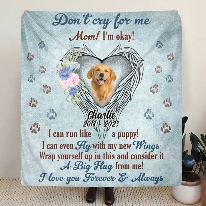 Custom Personalized Memorial Quilt/Single Layer Fleece Blanket - Upload Photo - Memorial Gift Idea For Pet Lovers - I Can Run Like A Puppy