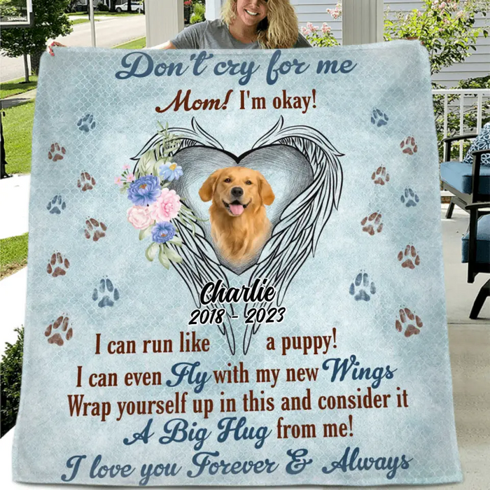 Custom Personalized Memorial Quilt/Single Layer Fleece Blanket - Upload Photo - Memorial Gift Idea For Pet Lovers - I Can Run Like A Puppy