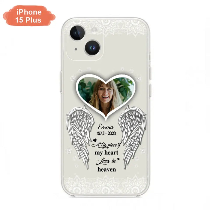 Custom Personalized Memorial Photo Phone Case -  Memorial Gift Idea For Family - A Big Piece Of My Heart Lives In Heaven - Case for iPhone/Samsung